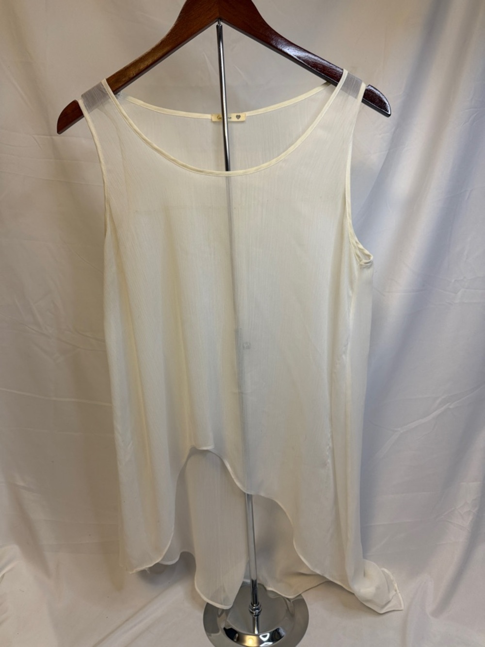 Women's Cream Sleeveless High-Low Tunic Top